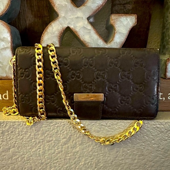 Gucci Handbags - Gucci Dark Brown Guccissima Leather Flap Continental Wallet